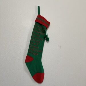 Vintage Green & Red Christmas Stocking Dear Santa Christmas List
